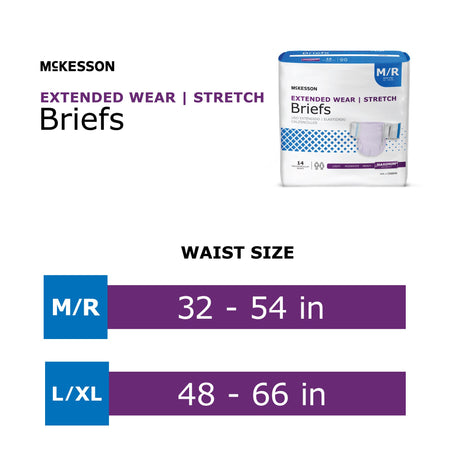 Unisex Adult Incontinence Brief McKesson Extended Wear Medium Disposable Heavy Absorbency - BeHope