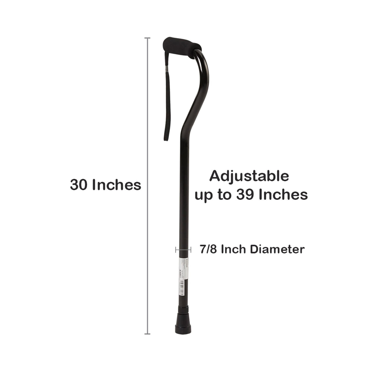 Offset Cane McKesson Aluminum 30 to 39 Inch Height Black - BeHope