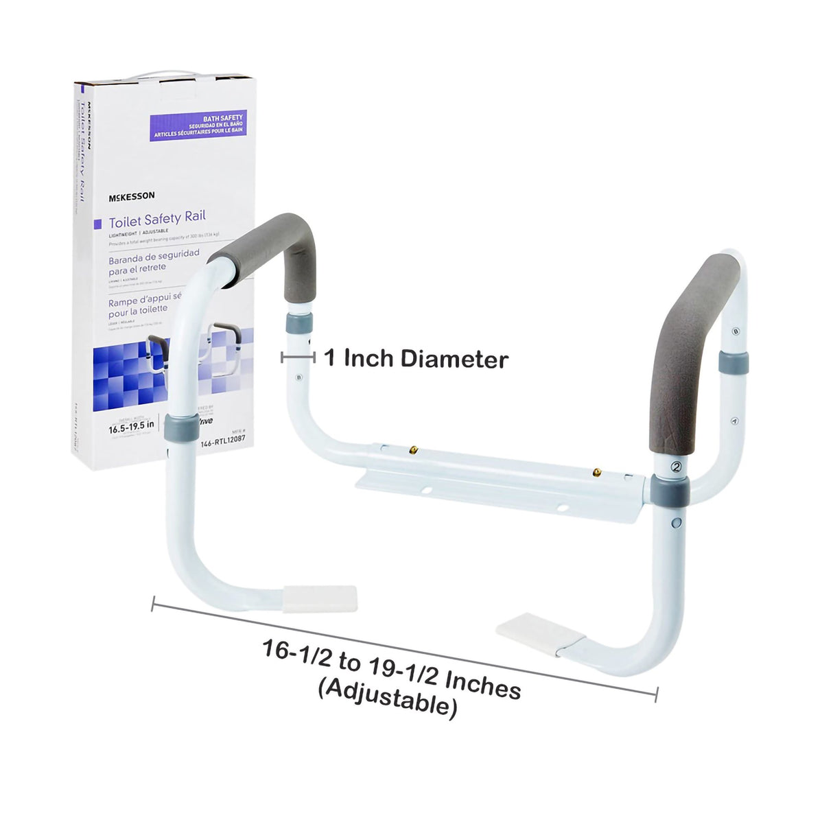 Toilet Safety Rail McKesson White Steel - BeHope