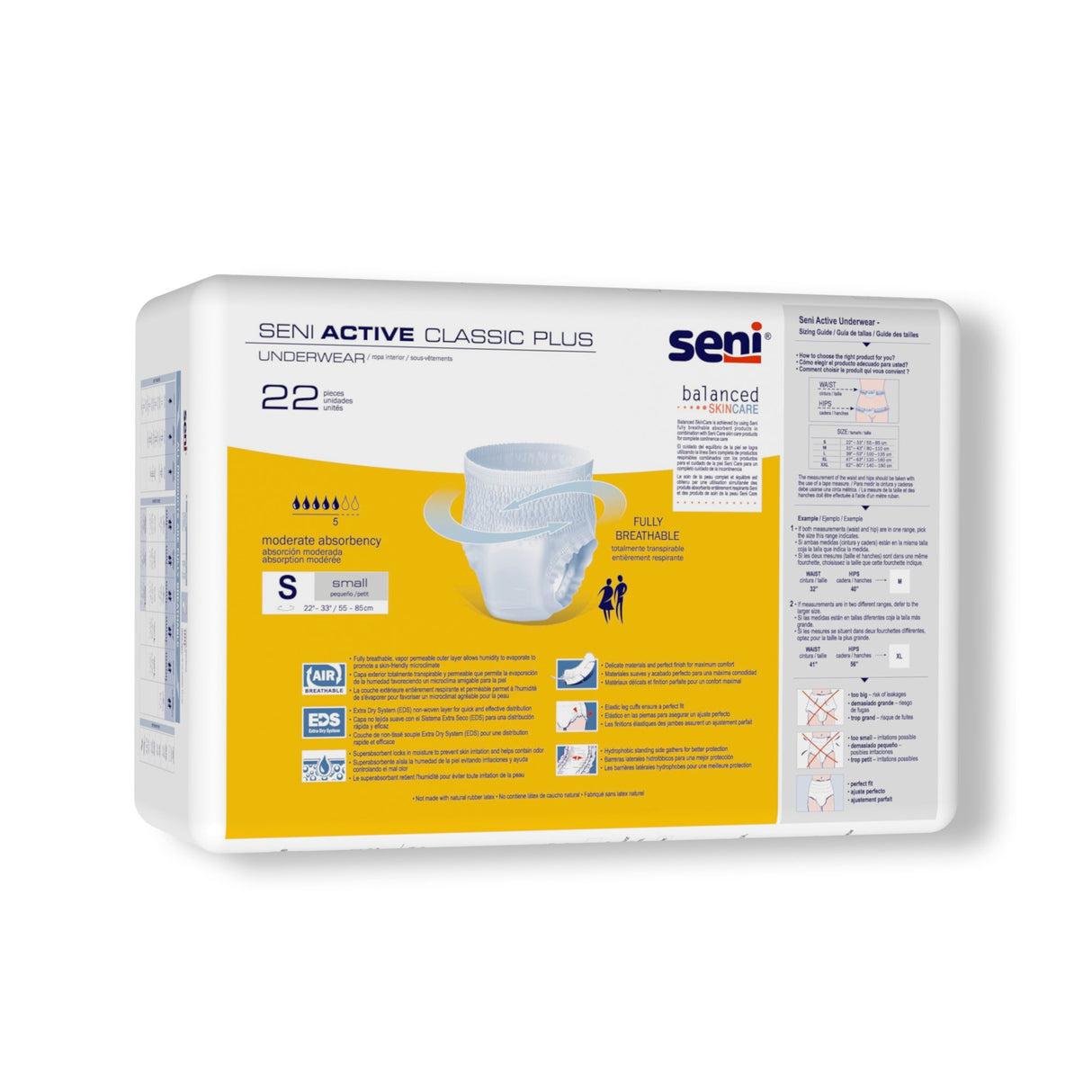 Unisex Adult Absorbent Underwear Seni® Active Classic Plus Pull On with Tear Away Seams Small Disposable Moderate Absorbency - BeHope
