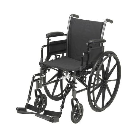 Lightweight Wheelchair McKesson Dual Axle Desk Length Arm Swing-Away Footrest Black Upholstery 20 Inch Seat Width Adult 300 lbs. Weight Capacity - BeHope