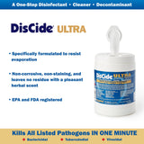 DisCide Ultra Surface Disinfectant Cleaner Premoistened Quaternary Based Manual Pull Wipe 160 Count Canister Herbal Scent NonSterile