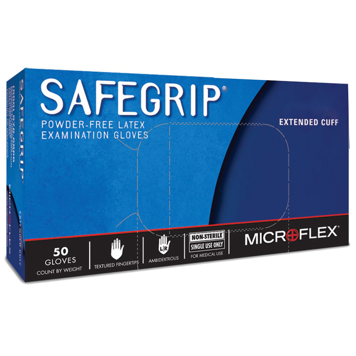 Exam Glove SafeGrip® Medium NonSterile Latex Extended Cuff Length Textured Fingertips Blue Chemo Tested - BeHope