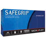 Exam Glove SafeGrip® Medium NonSterile Latex Extended Cuff Length Textured Fingertips Blue Chemo Tested - BeHope
