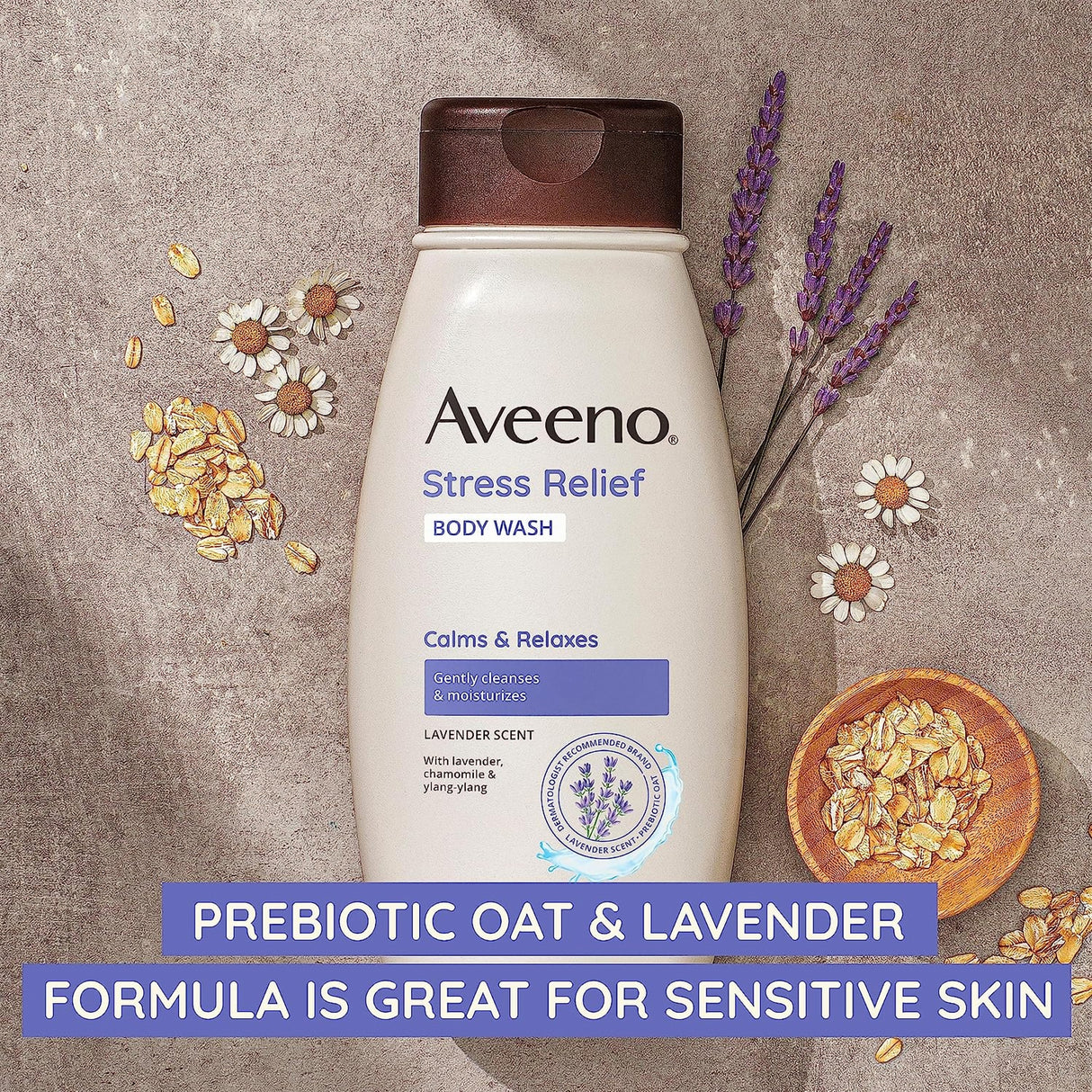 Body Wash Aveeno® Stress Free Liquid 18 oz. Bottle Lavender Scent - BeHope