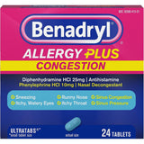 Sinus Relief Benadryl® Allergy Plus Congestion 10 Mg - 25 Mg Strength Tablet 24 Per Box - Behope