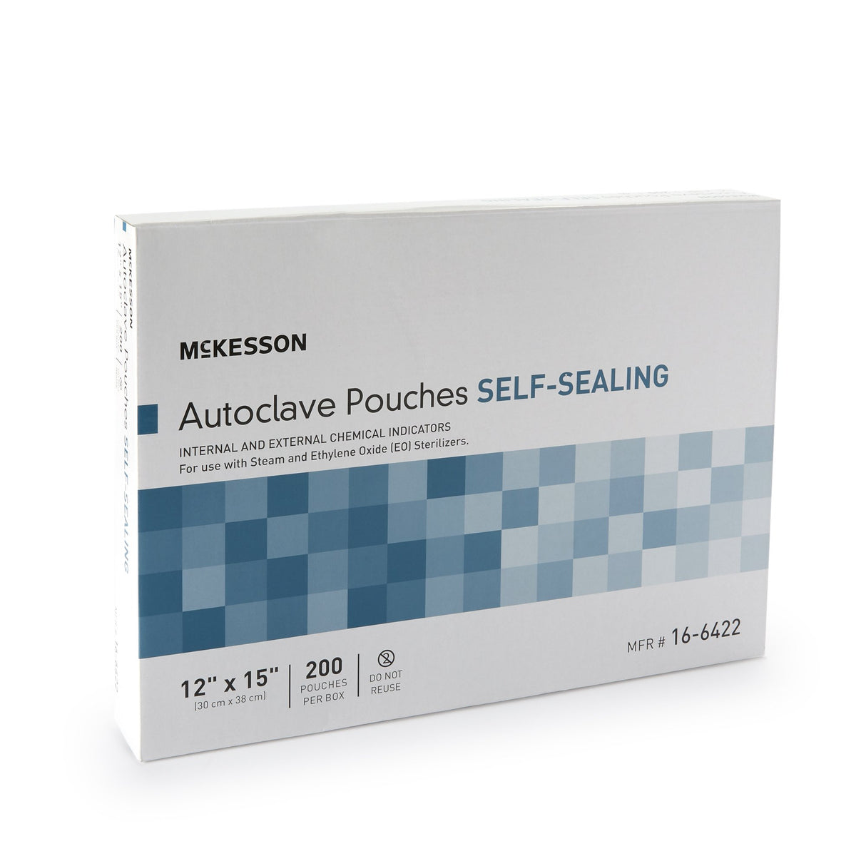 Sterilization Pouch McKesson Ethylene Oxide (EO) Gas / Steam 12 X 15 Inch Transparent Blue / White Self Seal Paper / Film - BeHope