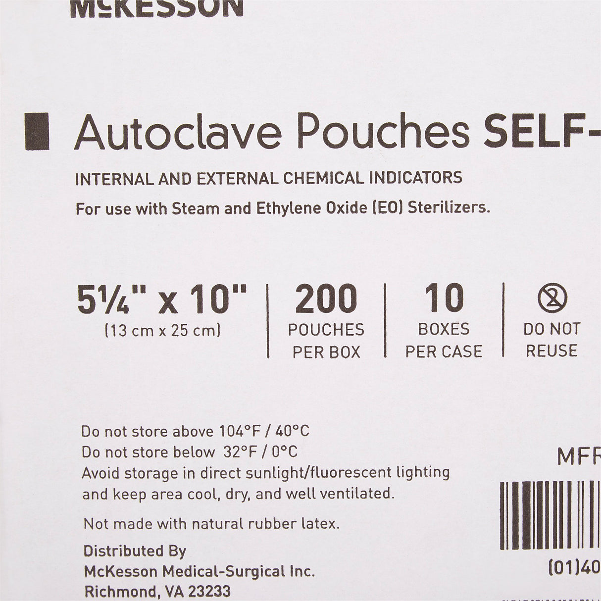 Sterilization Pouch McKesson Ethylene Oxide (EO) Gas / Steam 5-1/4 X 10 Inch Transparent Blue / White Self Seal Paper / Film - BeHope