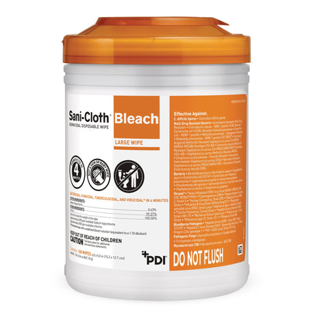 Surface Disinfectant Cleaner Sani-Cloth® Bleach Premoistened Germicidal Manual Pull Wipe 160 Count Canister Bleach Scent NonSterile - BeHope