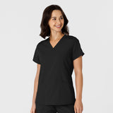 Scrub Shirt Wink™ W123 Black 2 Pockets Short Sleeve Female - Behope