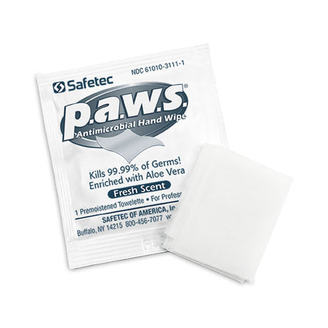 Hand Sanitizing Wipe P.A.W.S.® 66.5% Ethyl Alcohol Kills Germs Individual Packet - BeHope