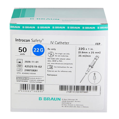 Peripheral IV Catheter Introcan Safety® Non Blood Control Passive Safety - BeHope