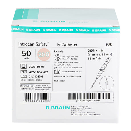 Peripheral Iv Catheter Introcan Safety® Non Blood Control Passive Safety Clip Universal Bevel - BeHope