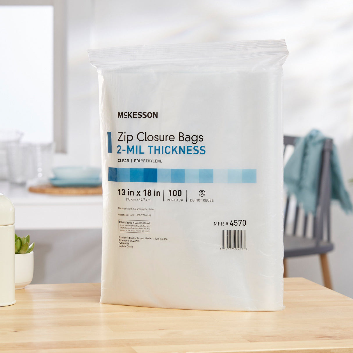 Reclosable Bag McKesson 13 X 18 Inch Polyethylene Clear Zipper Closure