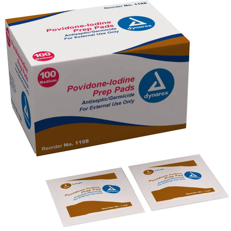 Dynarex® Povidone-iodine Prep Pad Antiseptic Nonsterile - BeHope