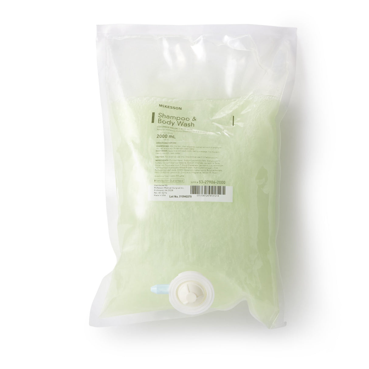 Shampoo and Body Wash McKesson 2,000 mL Dispenser Refill Bag Cucumber Melon Scent - BeHope