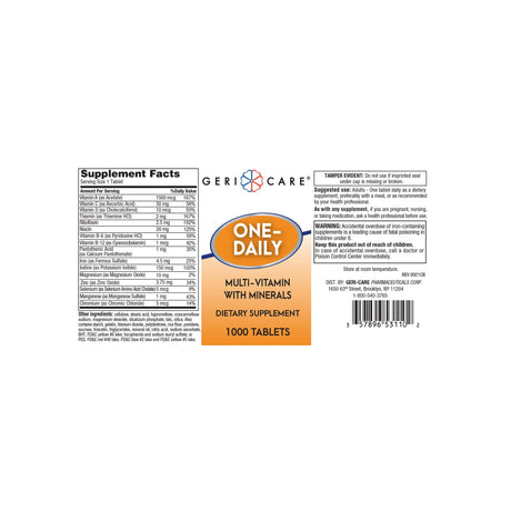 Multivitamin Supplement With Minerals Geri-care® Tablet - BeHope