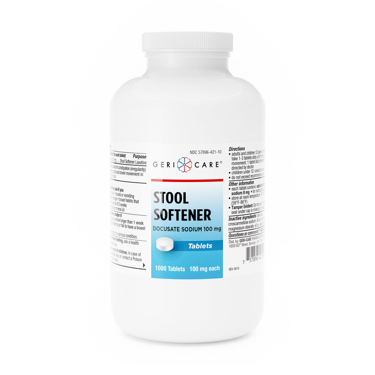 Stool Softener Geri-Care® Tablet 1,000 per Bottle 100 mg Strength Docusate Sodium - BeHope
