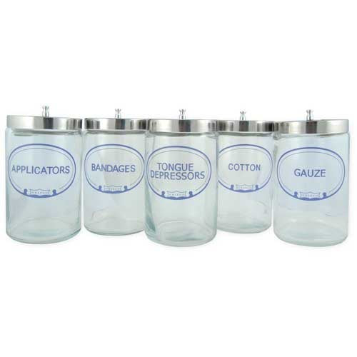 Bocaux divers - Verre étiqueté (lot de 5) 7 x 4,25