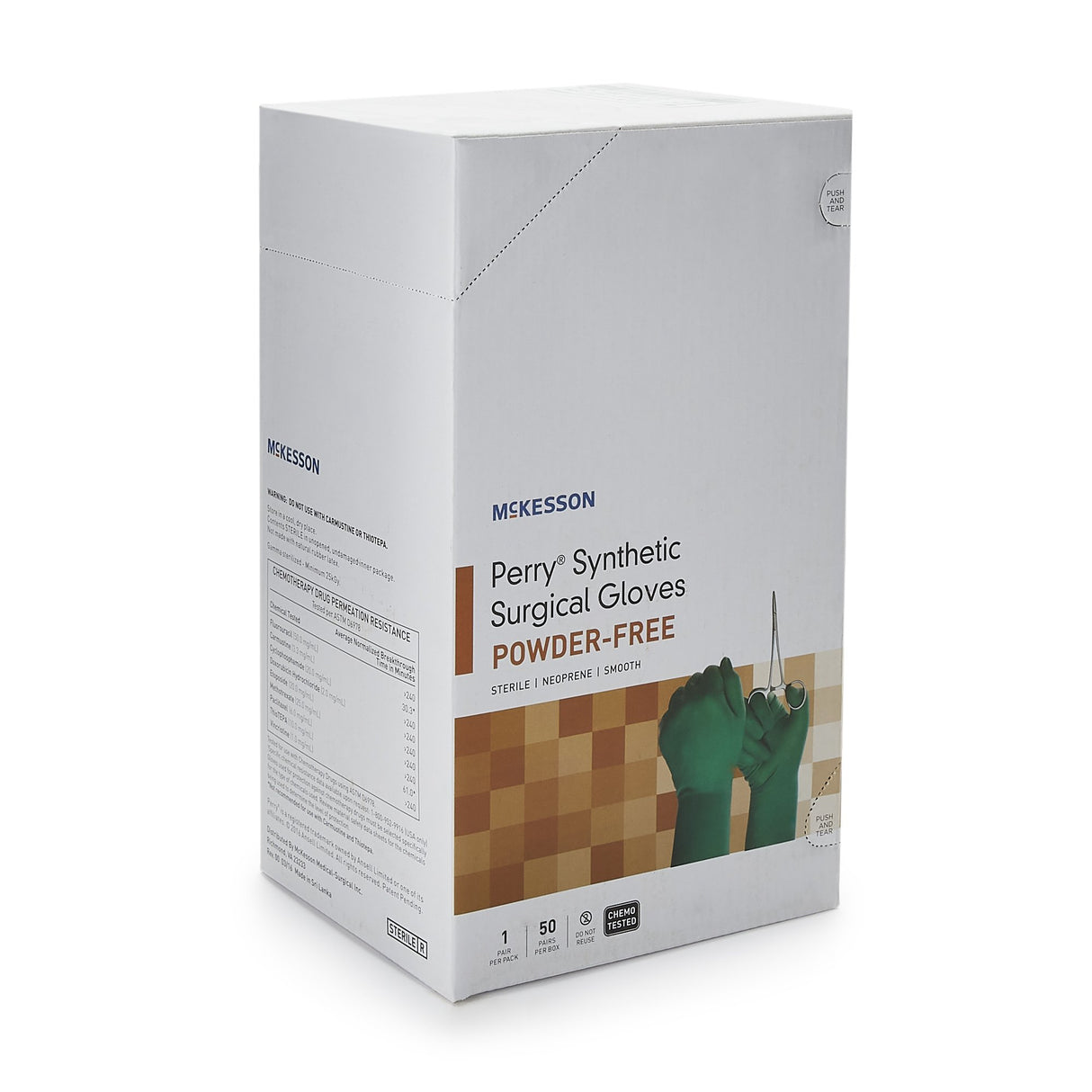 Surgical Glove McKesson Perry® Performance Plus Size 7.5 Sterile Polychloroprene Standard Cuff Length Smooth Dark Green Chemo Tested - BeHope