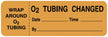Pre-Printed Label UAL™ Auxiliary Label Orange Paper O2 Tubing Change Date___Time__ Safety and Instructional 1 X 3 Inch - BeHope
