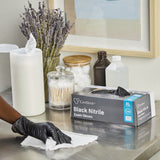 Exam Glove CareStock X-Large NonSterile Nitrile Standard Cuff Length Fully Textured Black Not Rated - BeHope