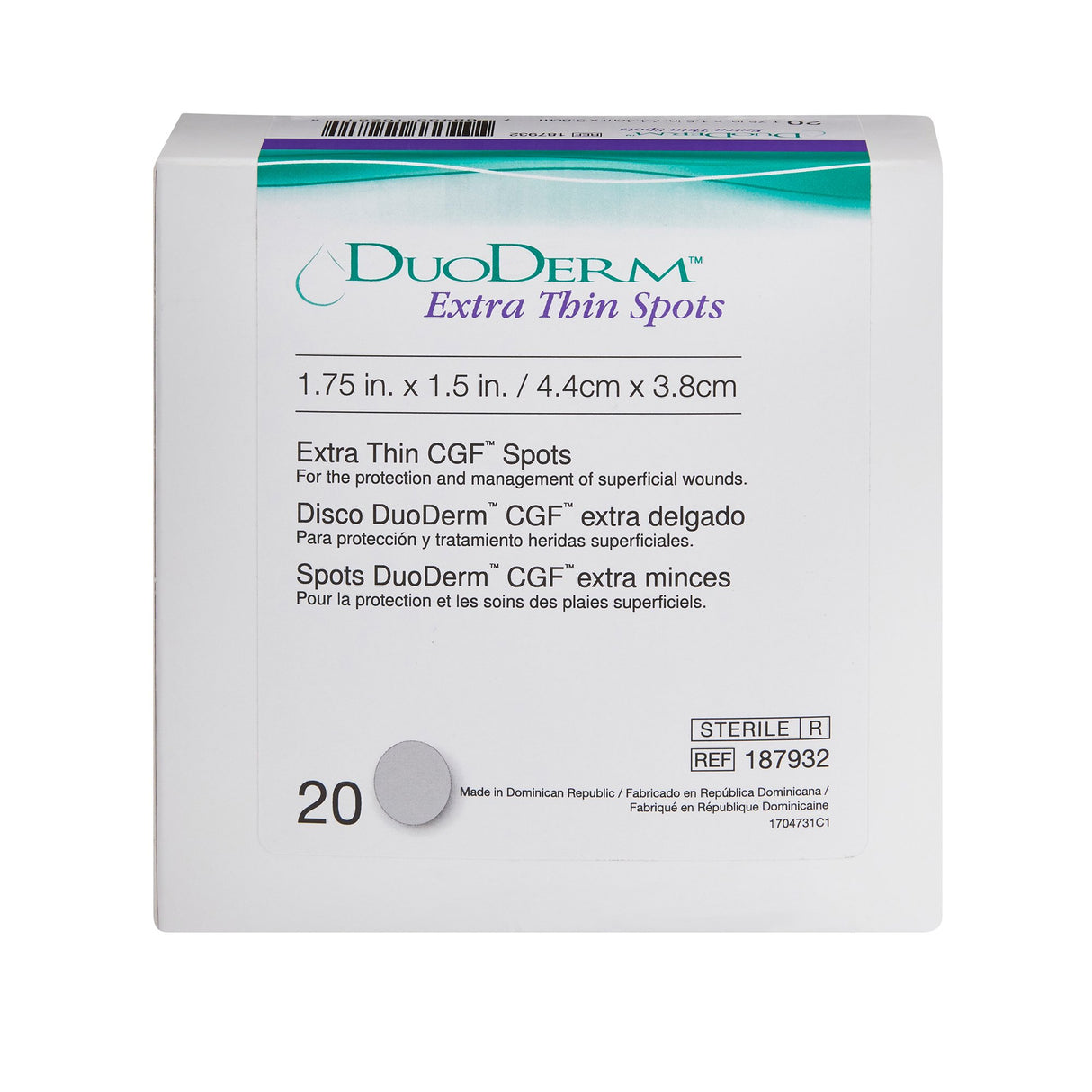 Thin Hydrocolloid Dressing DuoDERM Extra Thin CGF Film Backing 1-1/2 X 1-3/4 Inch Oval Hydrocolloid / Film
