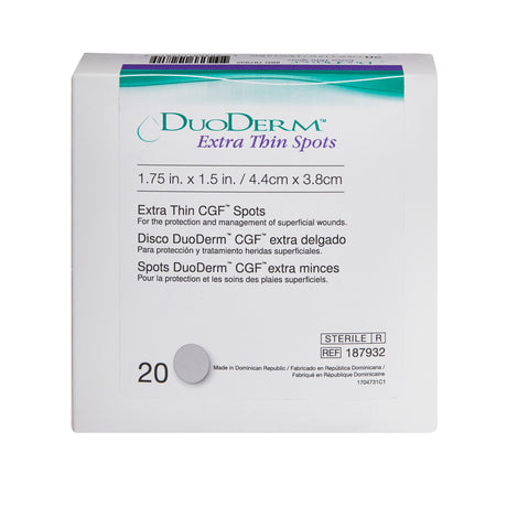 Thin Hydrocolloid Dressing DuoDERM Extra Thin CGF Film Backing 1-1/2 X 1-3/4 Inch Oval Hydrocolloid / Film