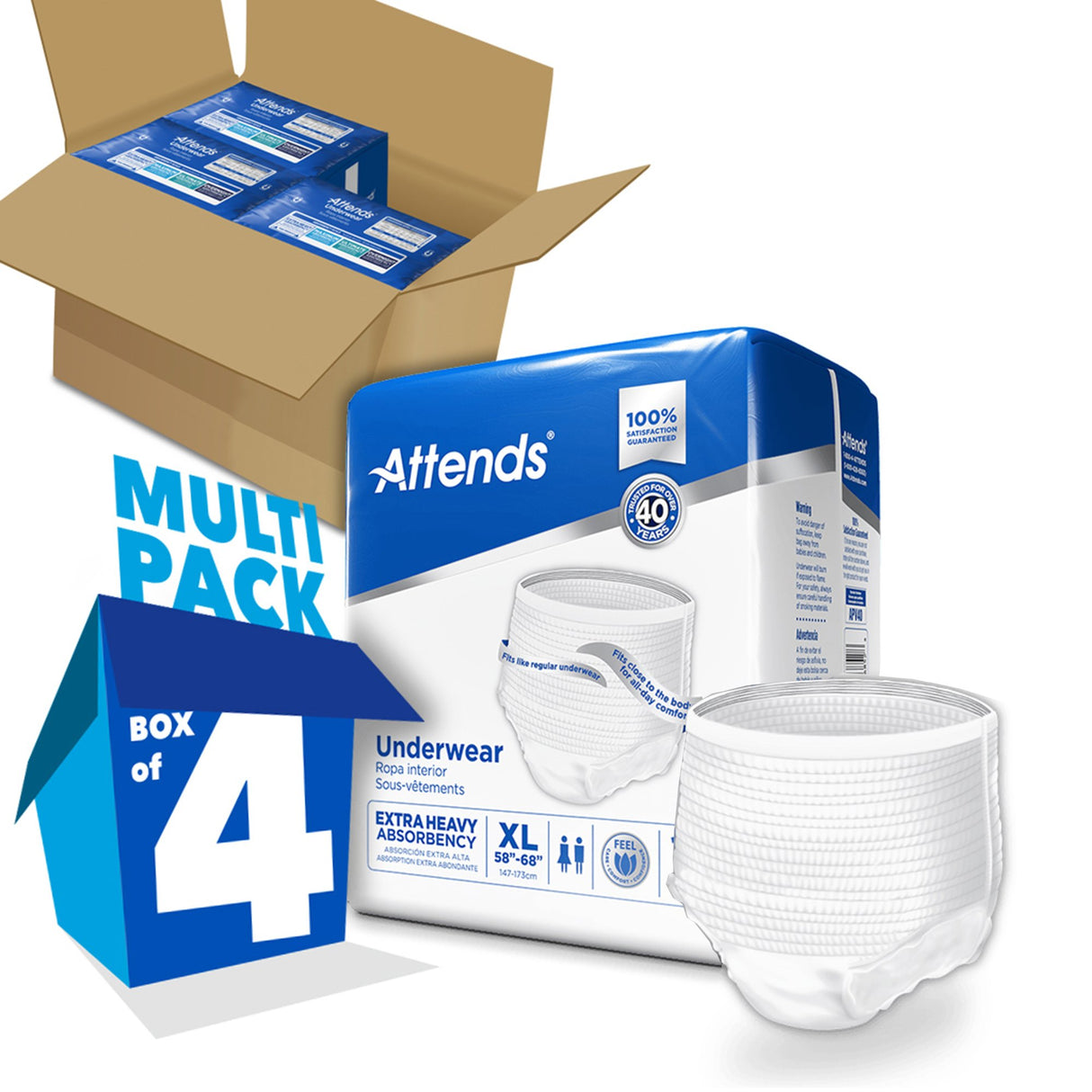 Unisex Adult Absorbent Underwear Attends Care Pull On with Tear Away Seams X-Large Disposable Heavy Absorbency