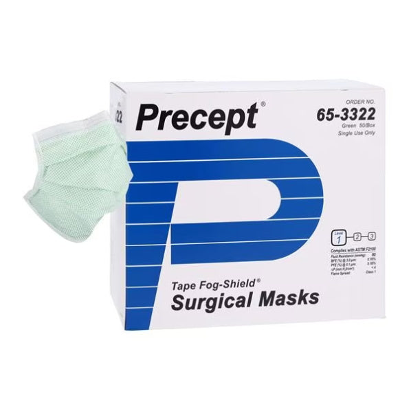 Surgical Mask Precept® Tape Fog-shield® Anti-fog Tape Astm Level 3 Tie Closure One Size Fits Most - Behope