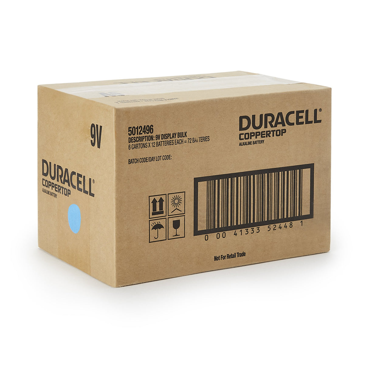 Alkaline Battery Duracell® Coppertop® 9V Cell 9V Disposable 12 Pack - BeHope