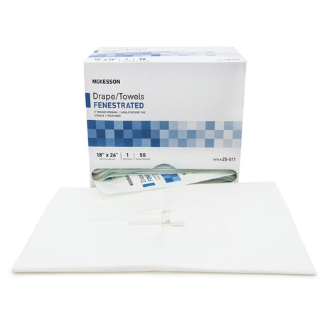 McKesson Polylined Tissue Drape Towel Sterile with Round Fenestration - BeHope