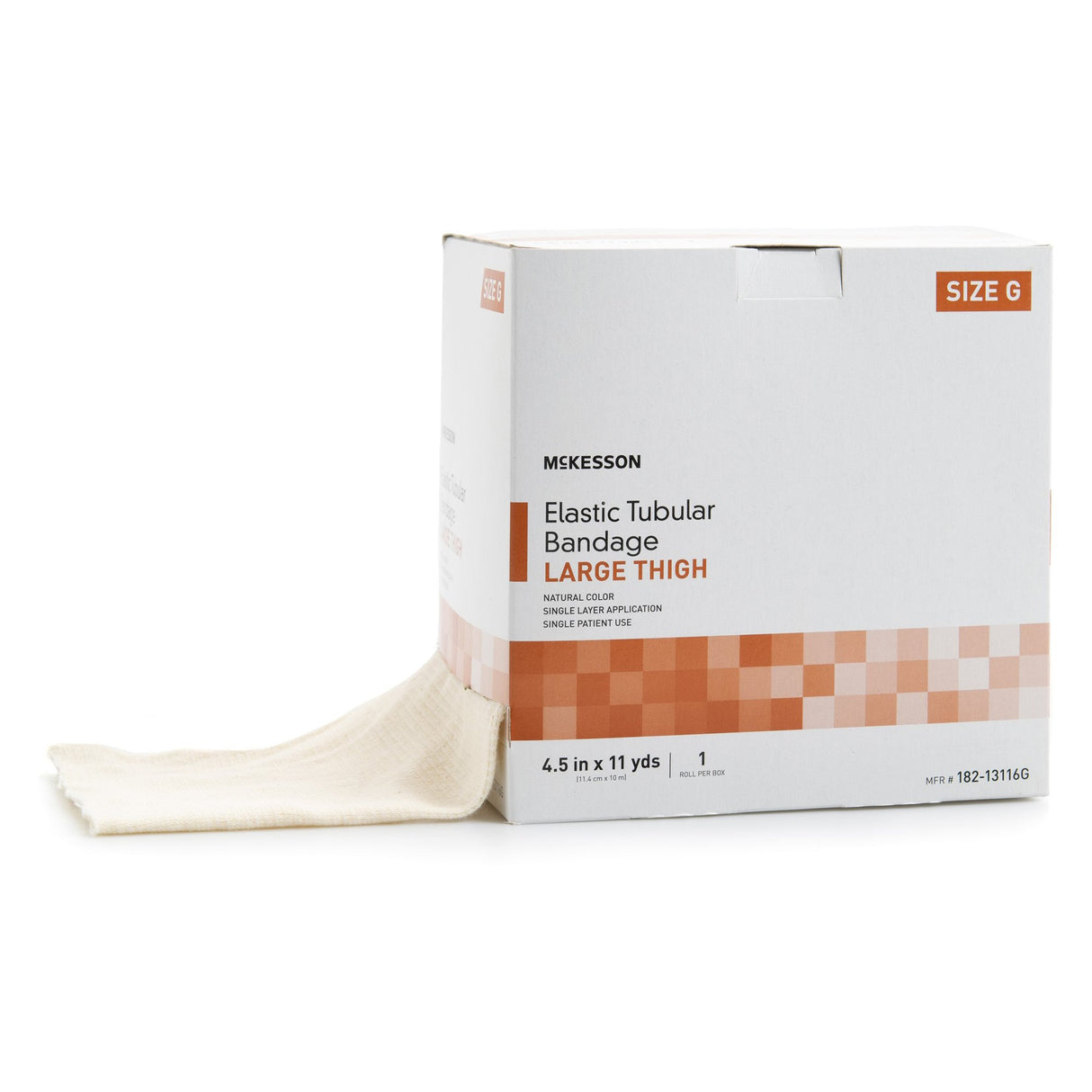 Elastic Tubular Support Bandage McKesson Spandagrip™ 4-1/2 Inch X 11 Yard Large Thigh Pull On Natural NonSterile Size G Standard Compression - BeHope