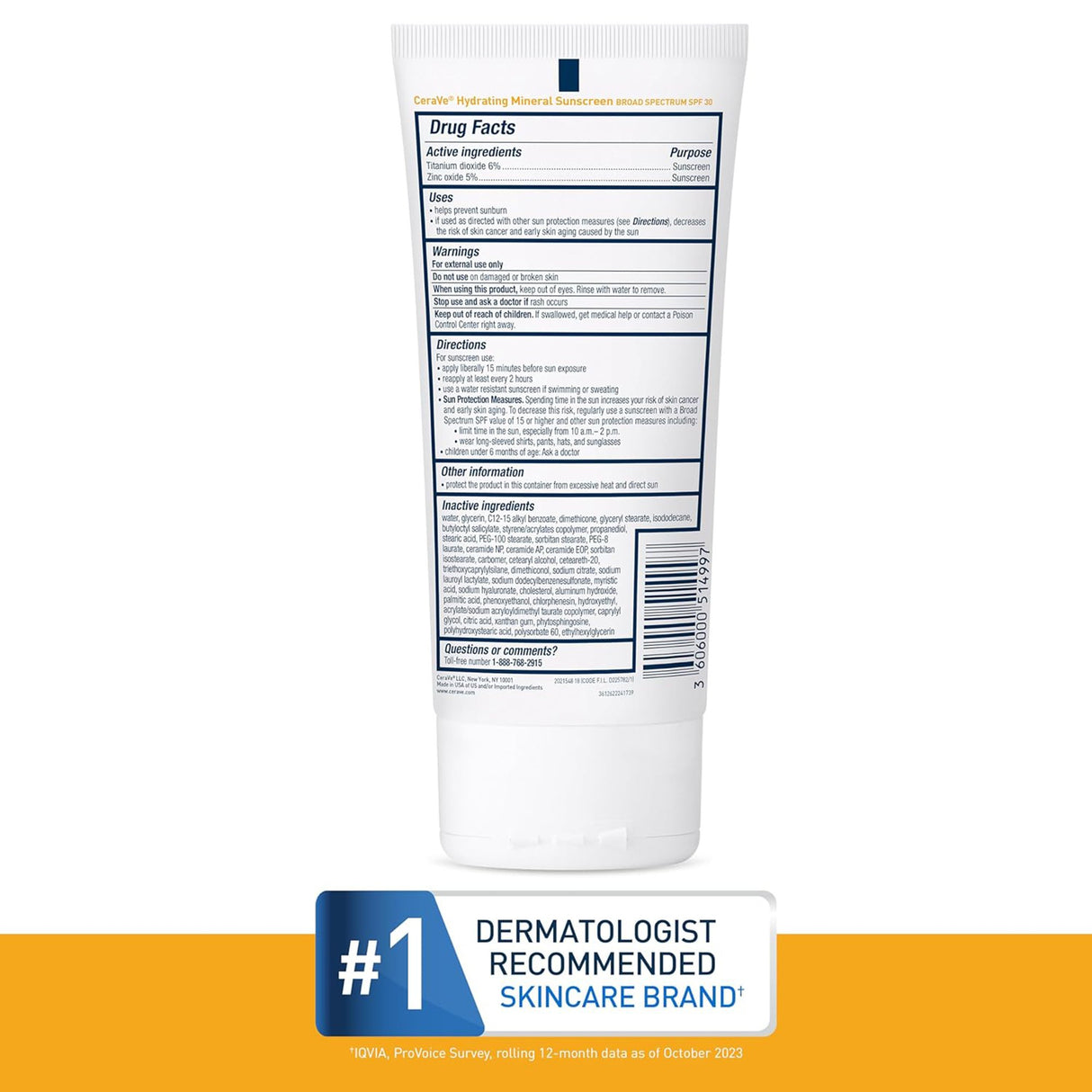 Sunscreen CeraVe® Hydrating Mineral SPF 30 Lotion 5 oz. Tube - BeHope