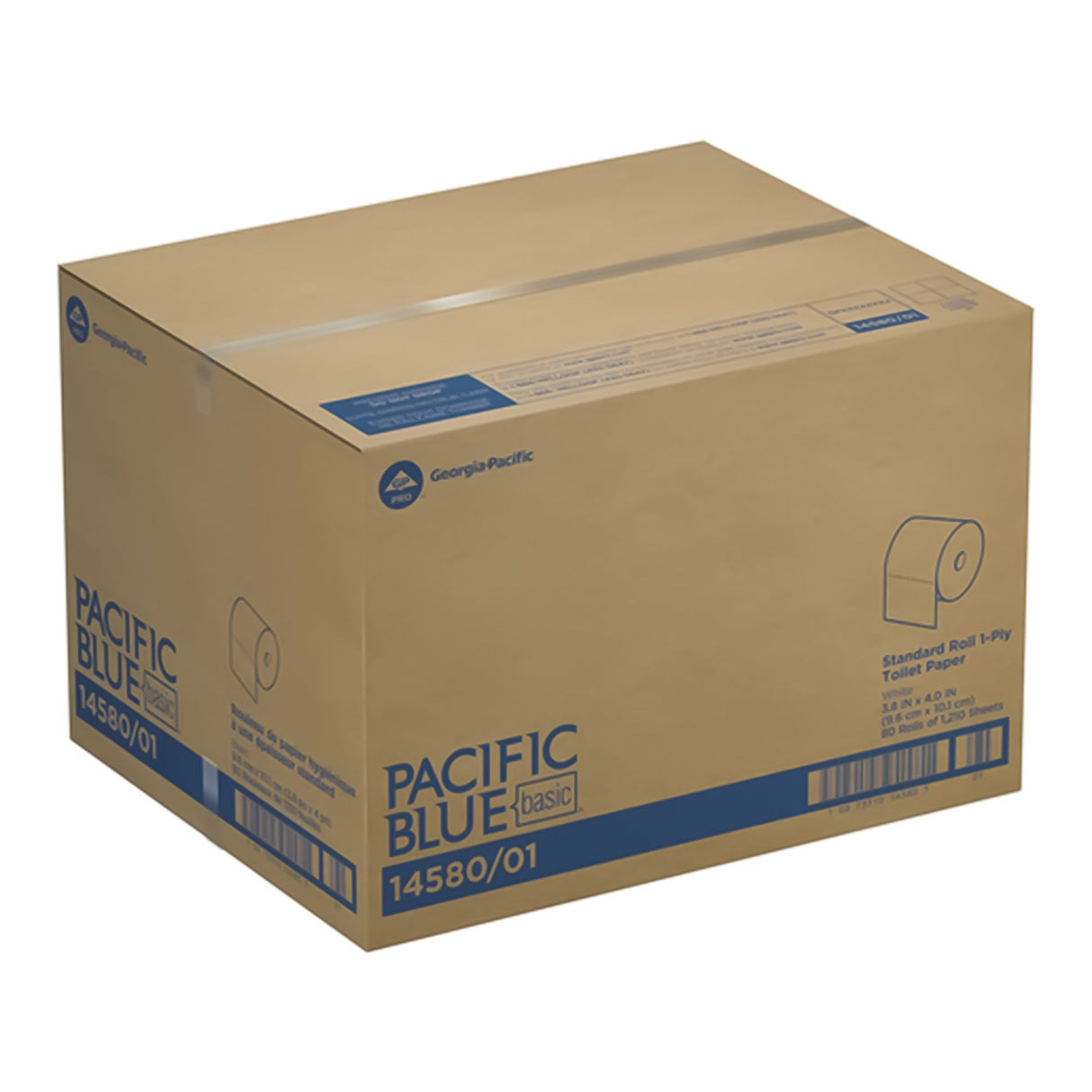 Toilet Tissue Pacific Blue Basic® White 1-Ply Standard Size Cored Roll 1210 Sheets 3-4/5 X 4 Inch - BeHope