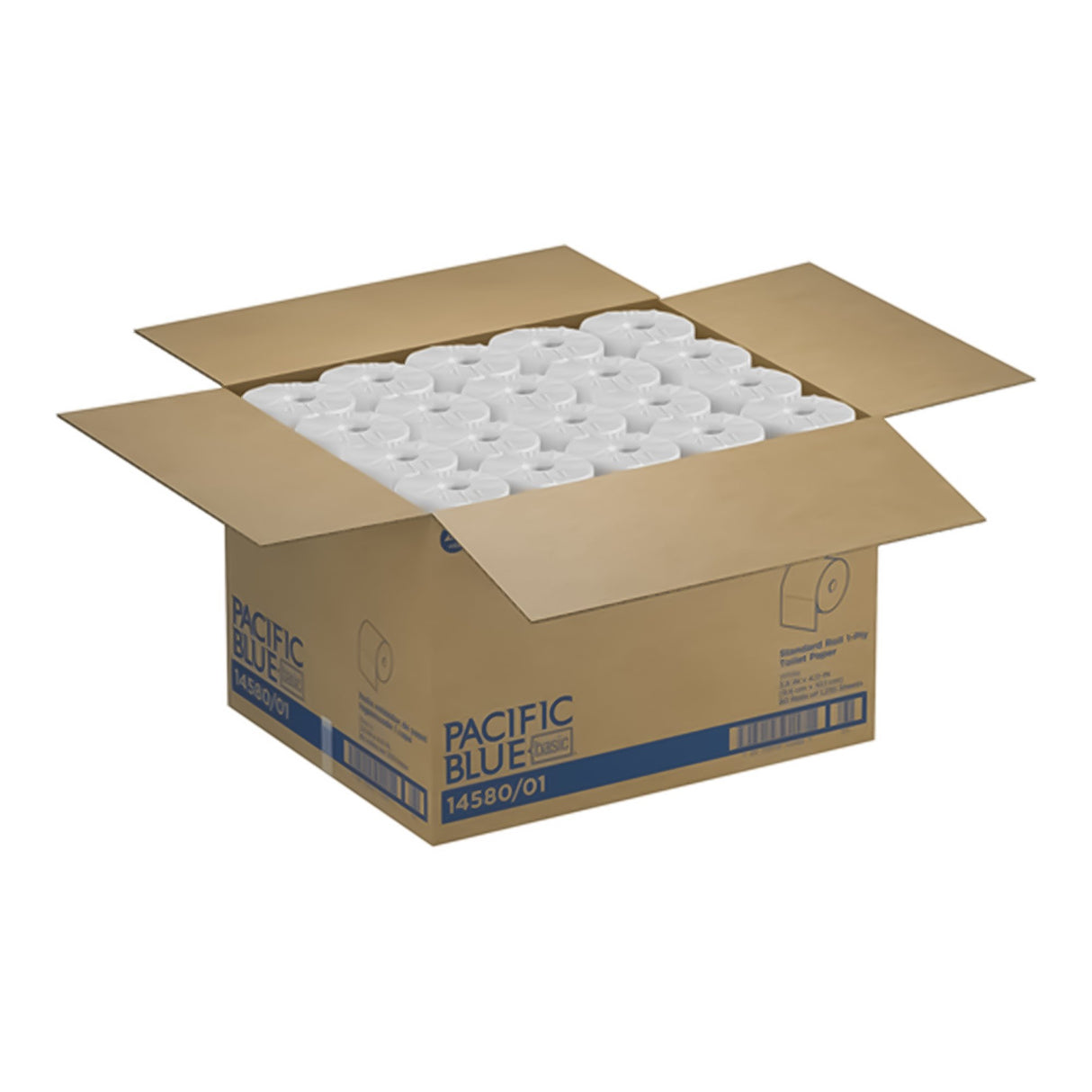 Toilet Tissue Pacific Blue Basic® White 1-Ply Standard Size Cored Roll 1210 Sheets 3-4/5 X 4 Inch - BeHope