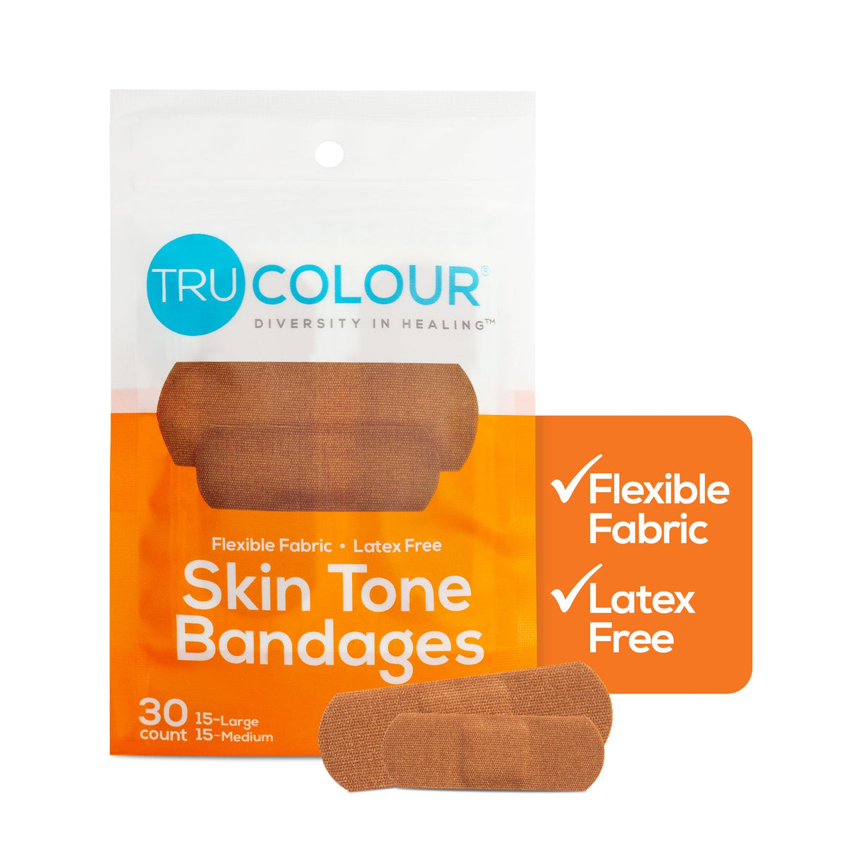 Waterproof Adhesive Strip Tru-Colour® Fabric Brown 1 X 3 Inch Sterile - BeHope