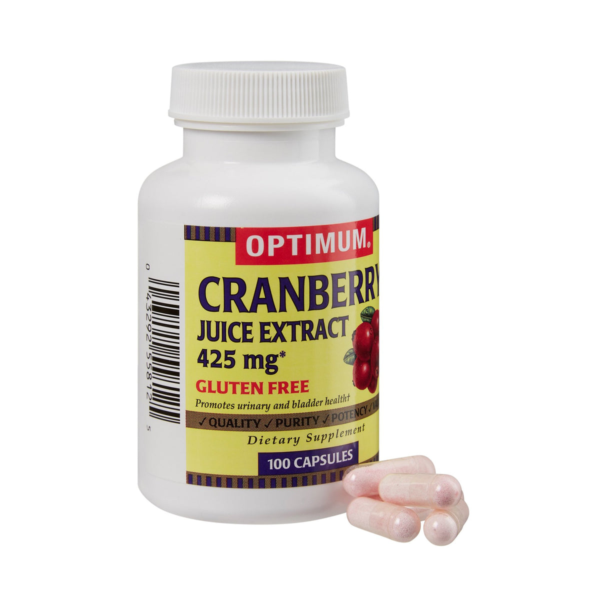 Dietary Supplement Optimum® Cranberry Powder 425 mg Strength Capsule 100 per Bottle Cranberry Flavor - BeHope