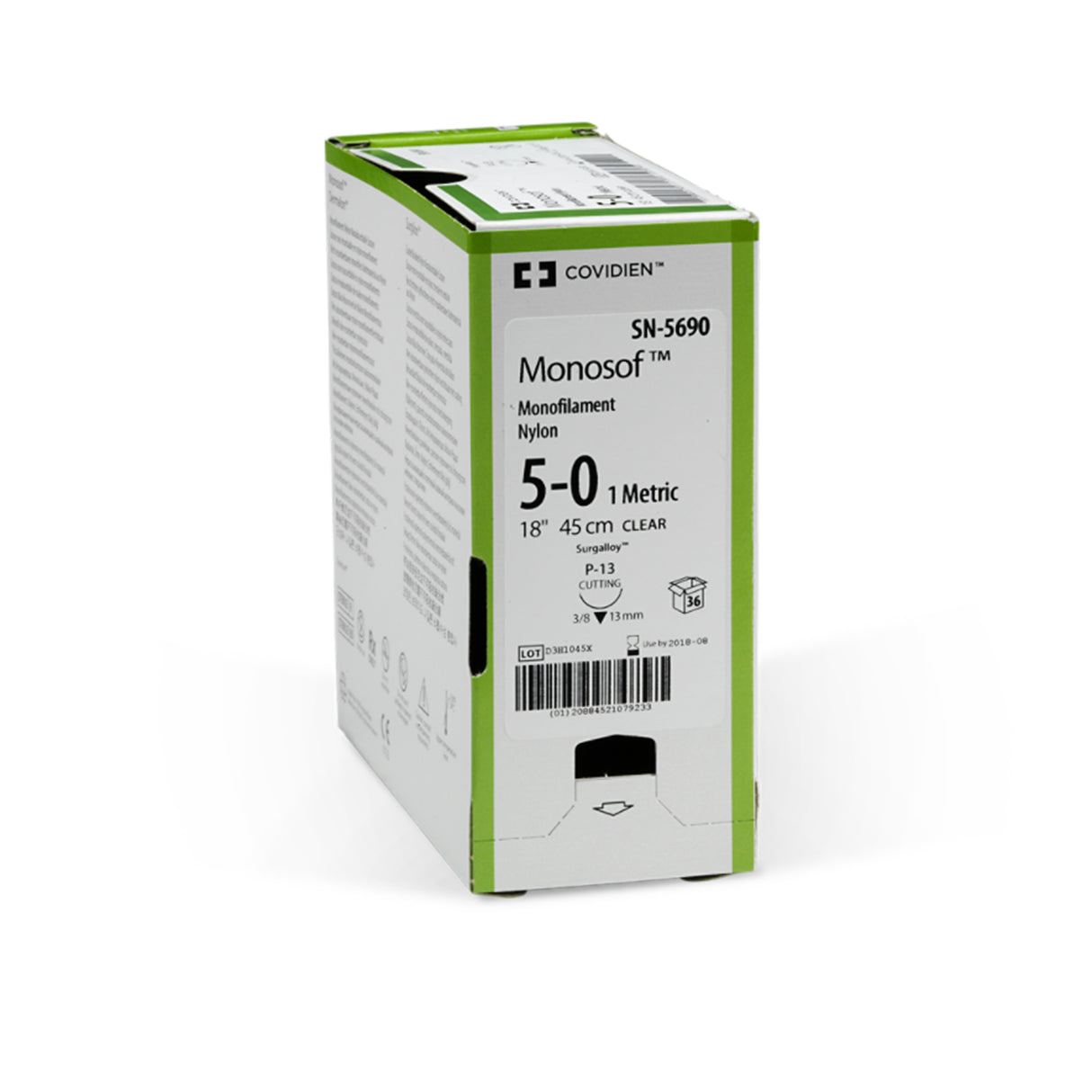 Nonabsorbable Suture with Needle Monosof™ Nylon SE-175-8 1/2 Circle Spatula Needle Size 8-0 Monofilament - BeHope