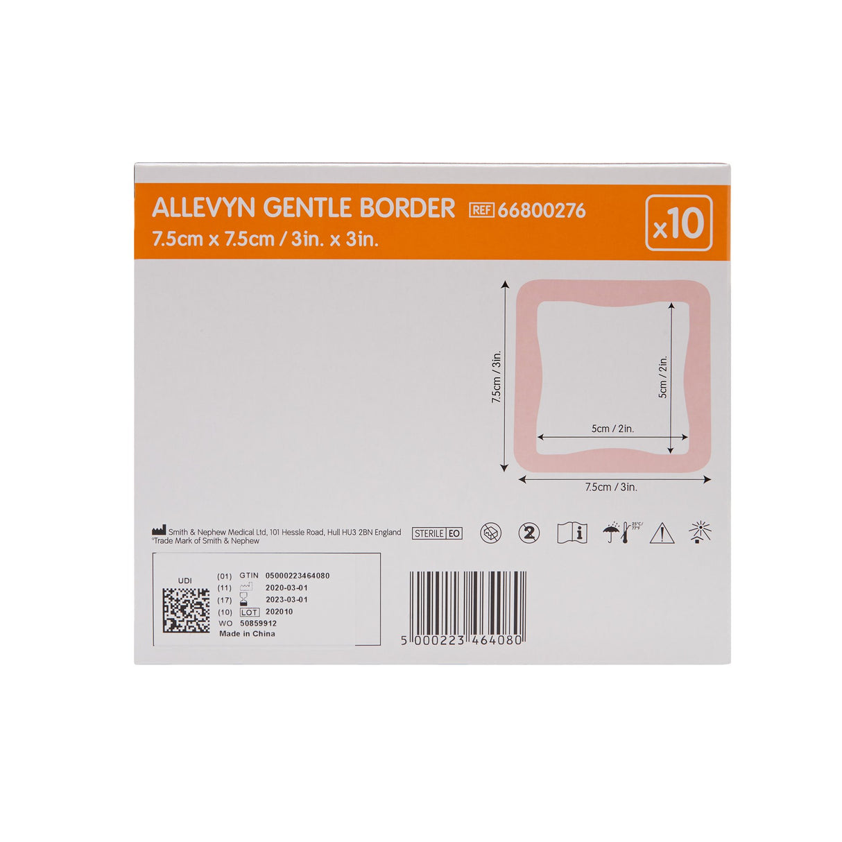 Foam Dressing Allevyn Gentle Border 3 X 3 Inch With Border Film Backing Silicone Gel Adhesive Square Sterile - BeHope