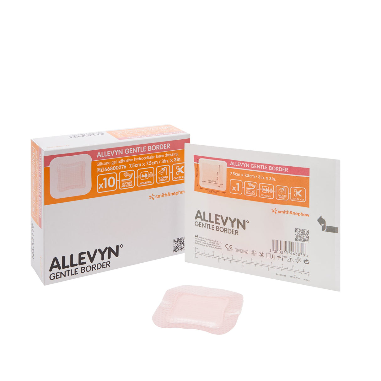 Foam Dressing Allevyn Gentle Border 3 X 3 Inch With Border Film Backing Silicone Gel Adhesive Square Sterile - BeHope