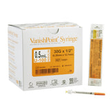 Safety Insulin Syringe with Needle VanishPoint® 0.5 mL 1/2 Inch 30 Gauge Retractable Safety Needle Regular Wall - BeHope