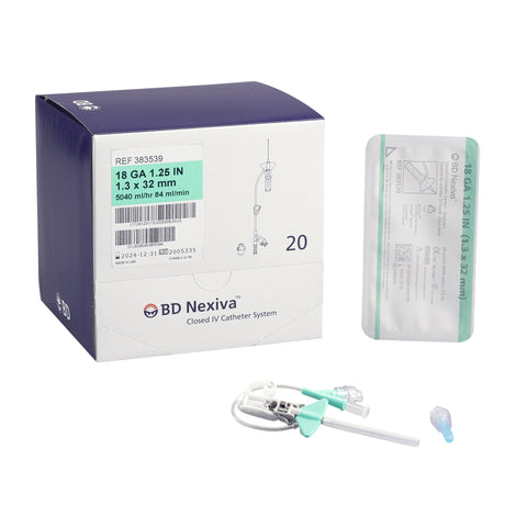 Closed IV Catheter Nexiva™ 18 Gauge 1-1/4 Inch Vialon Biomaterial Winged Hub Blood Control - BeHope
