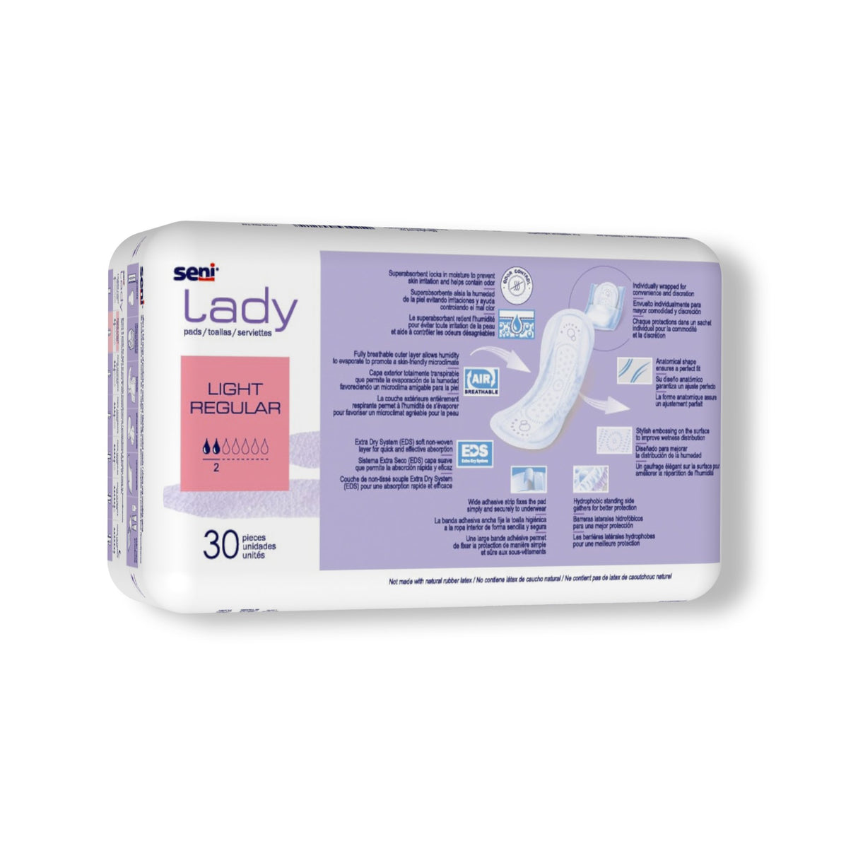 Bladder Control Pad Seni® Lady Light 8.9 Inch Length Light Absorbency Super Absorbent Core One Size Fits Most - BeHope