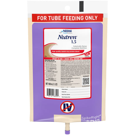 Tube Feeding Formula Nutren® 1.5 Unflavored Liquid 1000 mL Ready to Hang Prefilled Container - BeHope