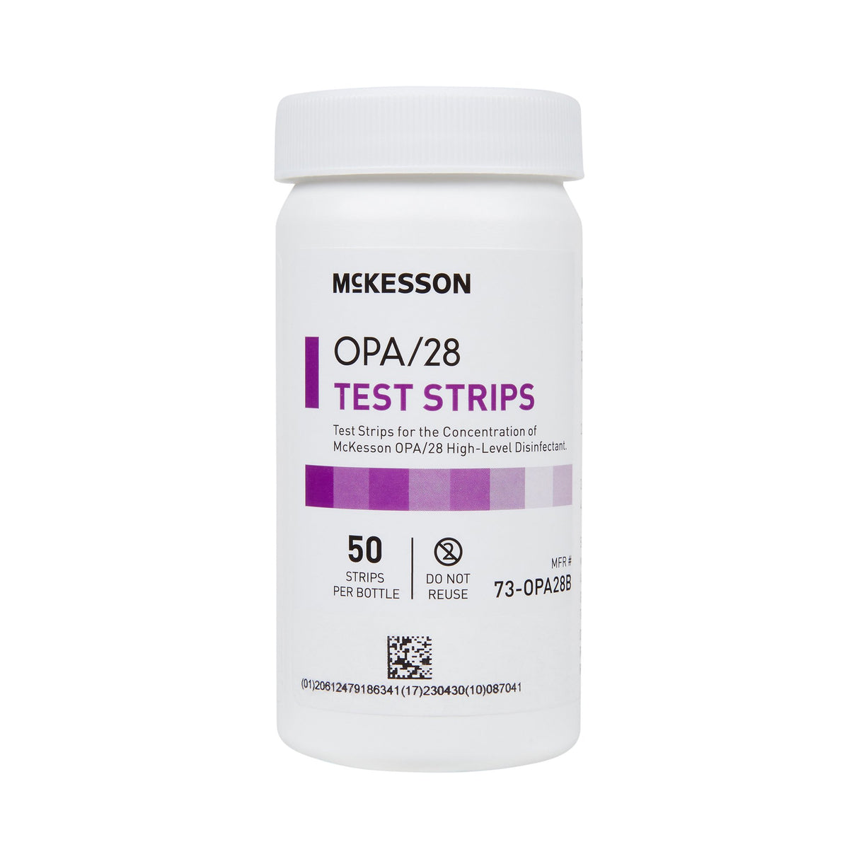 OPA Concentration Indicator McKesson OPA/28 Pad 50 Test Strips Bottle Single Use - BeHope