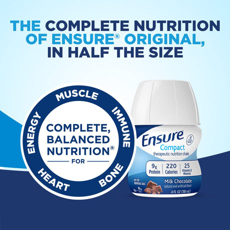 Oral Supplement Ensure® Compact Therapeutic Nutrition Shake Milk Chocolate Flavor Liquid 4 oz. Bottle - BeHope