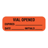 Pre-Printed Label Auxiliary Label Red Paper Vial Opened Expires Date Initials Black Quality Control Label 1/2 X 1-1/2 Inch - BeHope
