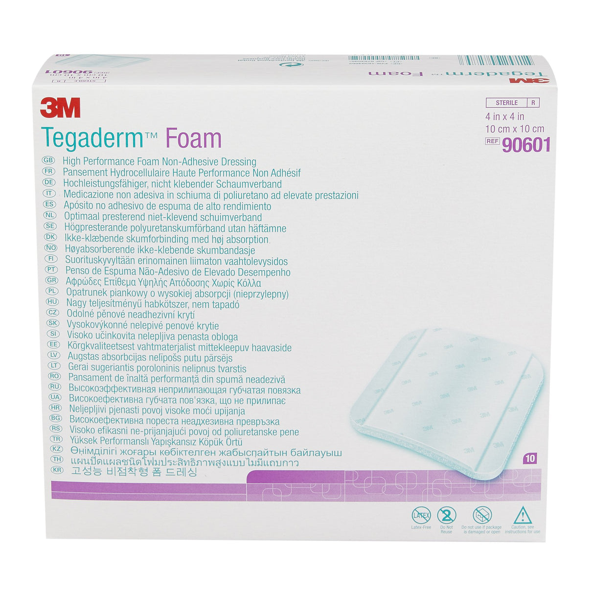 Foam Dressing 3M Tegaderm High Performance 4 X 4 Inch Without Border Film Backing Nonadhesive Square Sterile