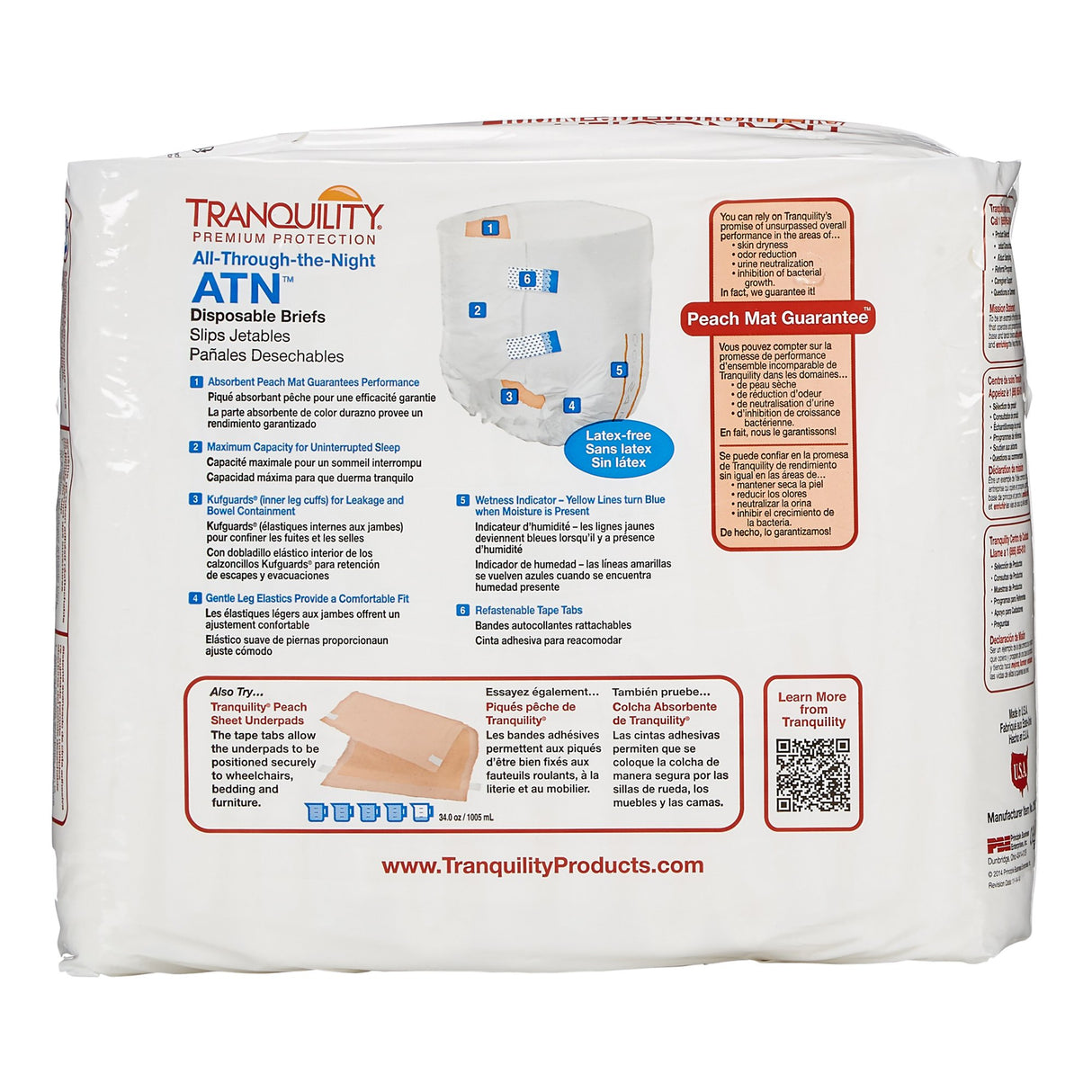 Unisex Adult Incontinence Brief Tranquility® ATN Medium Disposable Heavy Absorbency - BeHope
